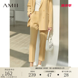 AMII职业西服套装女春夏新款休闲外套时尚西装两件套 鹅黄(西裤) L (165)