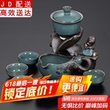 正扬自动茶具套装家用整套功夫茶杯茶洗茶道六君子组合懒人泡茶器全半自动石墨茶具 哥窑（静心）自动—六杯