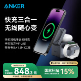 ANKERAnker安克磁力魔方苹果三合一无线充电器适用于iPhone16/15iwatch手表座airpods耳机Magsafe支架 磁力魔方-附赠充电器+C-C线