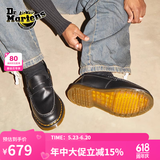 马丁（DR.MARTENS）Penton英伦男女春夏舒适一脚蹬光面皮黑色乐福皮鞋父亲节礼物 黑色 37