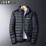 JEEP SPIRIT吉普轻薄羽绒服男短款冬季外套男士鸭绒立领纯色保暖防寒男装服饰 16050黑色（立领） 3XL （170斤-190斤）