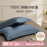 艾薇A类全棉枕头套枕套一对纯棉家用单人枕套枕芯套 菊蓝 48*74cm