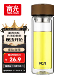 富光男女士双层玻璃杯 高硼硅玻璃304茶隔水杯子 带茶隔泡茶杯320ml