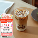 唯铭诺创意饮品水杯透明扩口高硼硅玻璃杯耐热玻璃咖啡杯奶茶英文单车杯