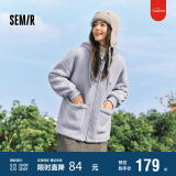 森马外套女仿羊羔毛摇粒绒双面穿连帽重磅夹克24新款109724108002