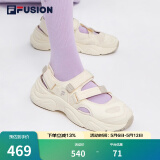 斐乐（FILA）FUSION斐乐玛丽珍凉鞋女鞋新款凉拖魔术贴海螺沙滩鞋 古白色/燕麦色-AO 38