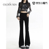 OLDER SEA黑色微喇叭牛仔裤女夏季2025新款高腰显瘦喇叭马蹄裤子女 黑色 XS 【建议80-89斤】
