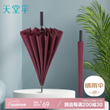 天堂 长柄加大雨伞半自动强抗风商务直杆伞晴雨伞65*16骨 探戈红