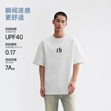 CHINISM  CH赤尘美式凉感速干短袖t恤男士夏季潮流宽松休闲五分袖上衣 白色 L