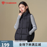 坦博尔羽绒服马甲女立领宽松短款外搭羽绒背心外套TD336006 黑色 165 