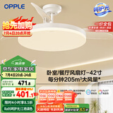 欧普（OPPLE）风扇灯吊扇灯遥控LED照明Ra95北欧餐厅卧室吊灯变频低噪 冰风白