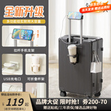 友胜保罗行李箱大容量拉杆箱超轻盈学生旅行箱男女密码箱皮箱多功能登机箱 钛金灰 20英寸 【小尺寸登机款】