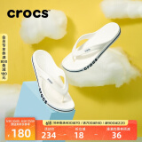 crocs卡骆驰贝雅卡骆班运动拖鞋男鞋女鞋居家夹脚平底人字拖鞋|205393 白/深蓝-126 44 (280mm)