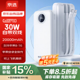 京选京东自有品牌 充电宝20000毫安30W双向快充移动电源户外电源可上飞机白色款适用于苹果华为小米