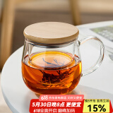 忆壶茶（YIHUTEA）茶杯玻璃茶具加厚喝水杯子茶水分离杯带过滤耐高温男女泡茶马克杯 竹盖泡茶杯400ml