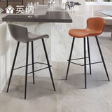 英纳吧台椅吧台凳椅子家用吧椅轻奢高脚椅酒吧椅高脚凳吧凳岛台椅凳子 疯马浅棕-坐高60cm(现货速发）