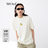 MO&Co.冬季卡通刺绣小黄鸭高领T恤 摩安珂萌宠部落moco C11米白 S