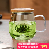 忆壶茶（YIHUTEA）泡茶杯茶水分离玻璃杯办公室家用水杯男士茶杯玻璃高硼硅绿茶杯子 【500ML】透明玻璃把+实木盖