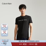 Calvin Klein Jeans夏季男女情侣中性年轻ck多色印花透气修身短袖T恤J320931 BEH-太空黑 S （推荐120-130斤）