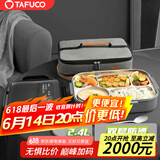 泰福高（TAFUCO）饭盒304不锈钢五格餐盘防烫学生便当盒配餐具保温袋2.4LT5218棕色