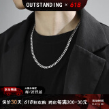 奥斯坦汀古巴项链男高级感痞帅潮流百搭钛钢素链情人节礼物送男女生友老公 古巴项链-粗约6MM 链长50CM(接近锁骨位置)