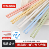 京东京造 筷子 家用食品级餐具合金抗菌彩色分餐筷【悬浮更干净】5双装