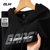 GLM敖瑞鹏代言连帽卫衣男重磅潮流休闲oversize青少年春秋长袖外套 【春秋】黑#灰B XL