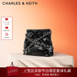 CHARLES&KEITH子母链条大容量流浪包托特包单肩斜挎包女包生日礼CK2-40671449 Noir黑银 L
