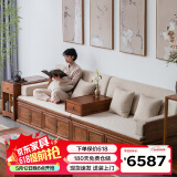溪木工坊罗汉床新中式储物实木沙发床大尺寸仿古禅意老榆木家具 3米罗汉床+垫子+炕桌