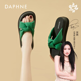 达芙妮拖鞋女外穿新款夏季网红超火厚底防滑舒适一字凉拖鞋女 绿色 37