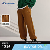 Champion冠军卫裤男秋季新款美式束脚长裤抽绳运动校园舒适加绒裤子女 深卡其色 L