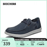 斯凯奇（Skechers）男鞋夏季懒人一脚蹬帆布鞋商务通勤低帮休闲鞋百搭板鞋66387