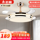 志高 隐形风扇灯新款吊扇灯家用一体吊灯客厅餐厅卧室北欧电扇灯 升级金六档风-42寸变频省电