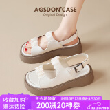 奥古狮登运动凉鞋女2025新款夏季时尚厚底时装法式仙女风配裙子松糕凉鞋 322110米色【跟高4.5cm】 37