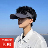 遮阳帽男防晒帽男士帽子男款夏季户外空顶帽太阳帽夏钓鱼运动跑步 UV冰丝 大帽檐-黑色 均码