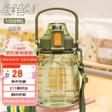 希乐（cille）大容量水杯 Tritan吸管杯成人运动水壶刻度杯子 塑料大肚杯1.1L
