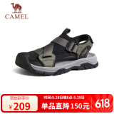 骆驼（CAMEL）户外休闲魔术贴包头洞洞沙滩运动凉鞋男 G14M076677 曙光绿/黑 39