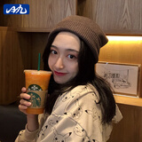 目丸网红时尚暗黑系堆堆帽子女毛线帽潮韩棉帽百搭冷帽月子针织帽秋冬