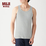 无印良品（MUJI）男式 无缝罗纹编织背心 2件装 内衣家居服 FA01CC3S 灰色 S