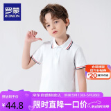 罗蒙男童短袖polo衫校服春夏新款T恤女童班服 条纹白色短袖POLO衫 160