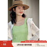 茵曼（INMAN）多色无袖显瘦吊带背心T恤女装2025夏季新款简约休闲百搭圆领上衣 草绿色 L