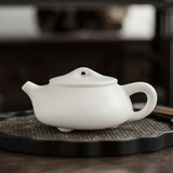 金镶玉白瓷茶壶 中国白羊脂玉瓷素烧带茶滤石瓢壶功夫茶具喝茶泡茶壶 羊脂玉瓷素烧石瓢壶新款150ml