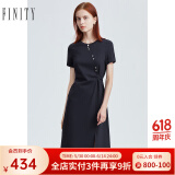 FINITY女装连衣裙夏季新款藏青色圆领不规则设计感时尚A字裙 藏青色 M