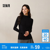 森马（Semir）长袖T恤女半高领吸湿发热抗菌2024冬紧身抓绒打底衫109724101001