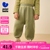 迷你巴拉【蹦蹦裤】男童女童运动裤宝宝加绒保暖儿童休闲裤潮 橄榄绿40887 120