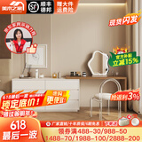 美木之家 梳妆台卧室网红奶油风化妆台书桌斗柜一体伸缩实木化妆桌 原木色桌+暖白色斗柜 1.2米桌+1.2米斗柜【六抽屉】