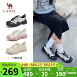 骆驼（CAMEL）丑萌登山鞋女时尚撞色户外休闲鞋 L24S076620 米/银/黑 37