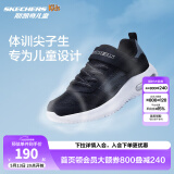 Skechers斯凯奇儿童运动鞋春秋女童魔术贴休闲鞋中大童轻质跑步鞋303601L 403723L黑色/炭灰色/BKCC 32