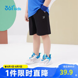 361°儿童短裤夏季男女童3-12岁透气运动裤梭织五分裤 黑 120