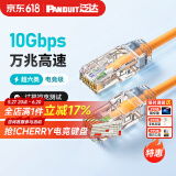 PANDUIT 泛达超六类细网线CAT6A类跳线家用电脑宽带POE监控万兆高速成品线 赤茶橘 1米